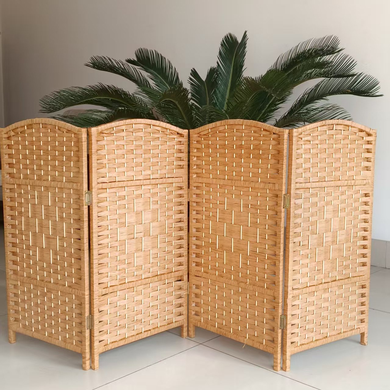 Straw Woven Kindergarten Screen Partition Children's Screen Game Area Corner Fence Foldable Pet Screen Removable Rattan