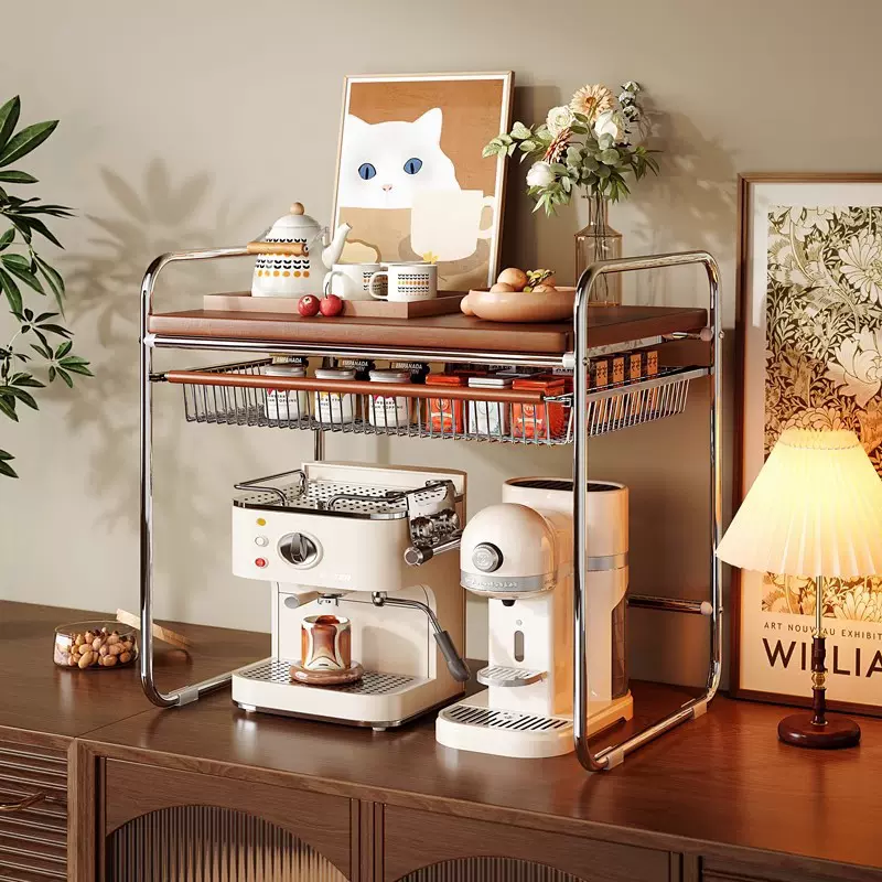 中古风咖啡置物架实木杯架水杯茶杯收纳架子厨房餐桌面收纳置物架