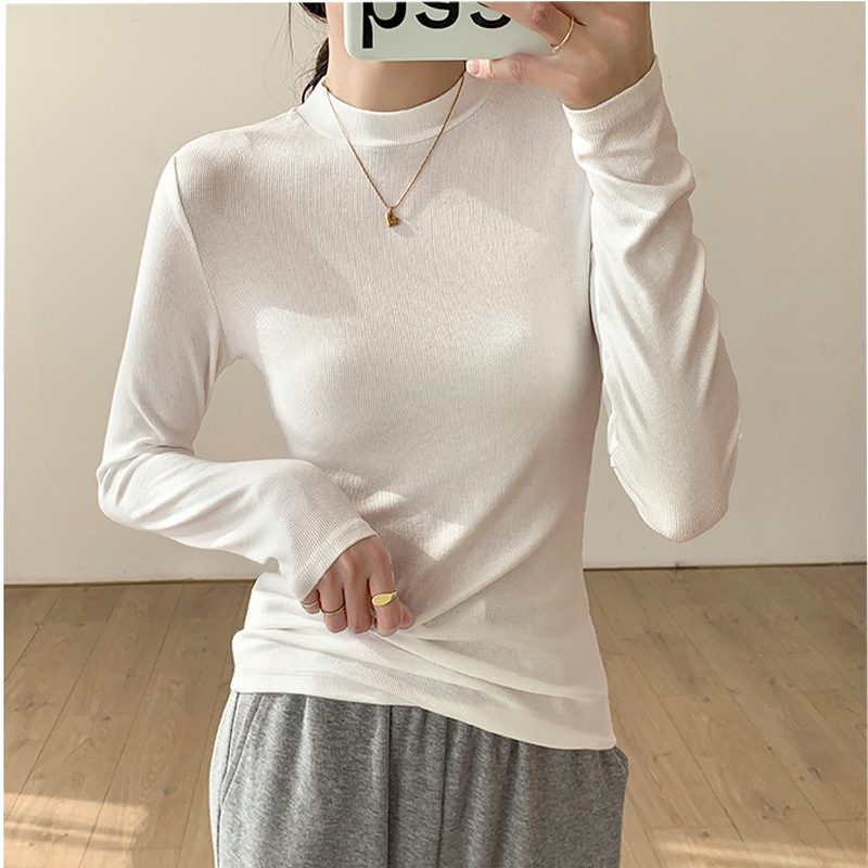 Autumn and Winter New Outfit plus size Long-sleeved Boss' Small Collar Bottoming Shirt Women's T-shirt All-match Inner Jacket for Women