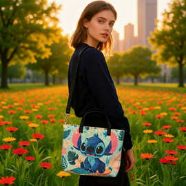 绒面帆布印花满钻卡通简约单肩斜跨手提中包洋气斜挎