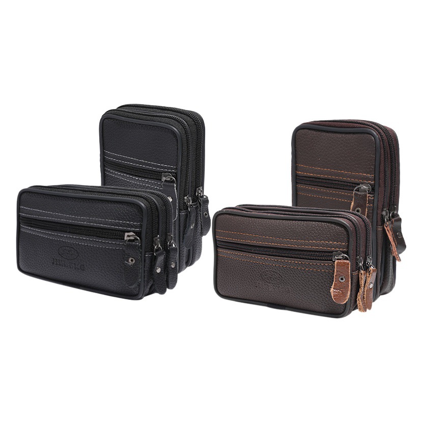 PU leather mobile phone bag men wear belt change small waist bag middle-aged and elderly work site hanging bag factory wholesale