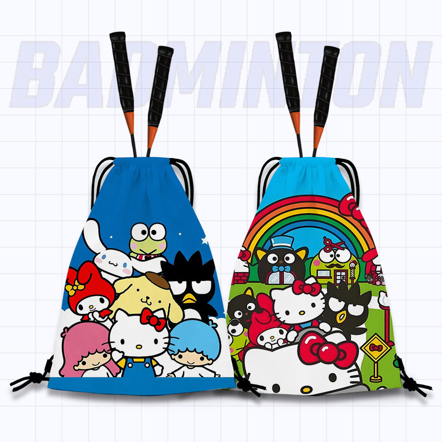 New Cartoon Tennis Bag with Stylish and Unique Print, Large Capacity, Cute and Portable Student Tennis Bag