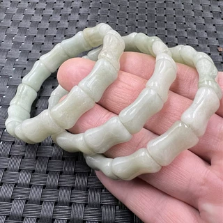 玉石手链天山翠竹节手链豆绿色节节高手链石英岩玉手链玉手串手饰