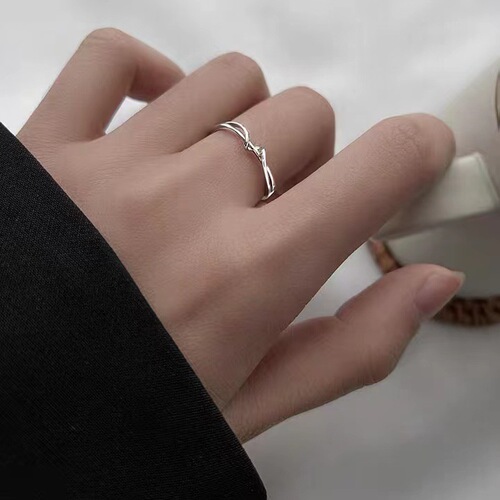 925 sterling silver simple line female ring niche design geometric ring cold style fashion personality one piece wholesale