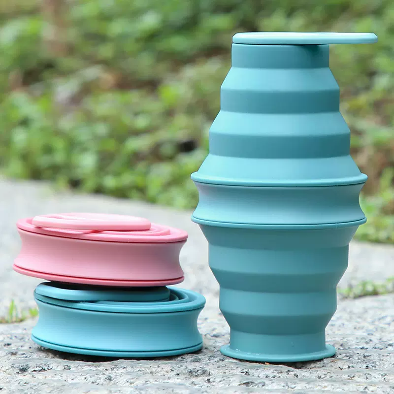 亚马逊爆款折叠水杯外出旅行硅胶运动水壶便携伸缩卡片随手杯礼品