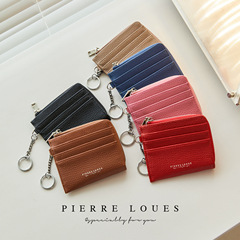 New Pi Lui Keychain Wallet with Korean Style, Solid Color Zero Wallet, Zipper Small Wallet with Multiple Card Slots