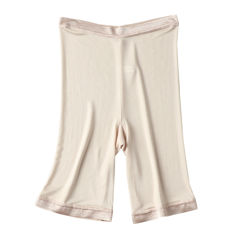 High-grade Mulberry Silk Four-point Anti-running Leggings Extra-file Wear-free Panties Silk Safety Pants Lace Culottes