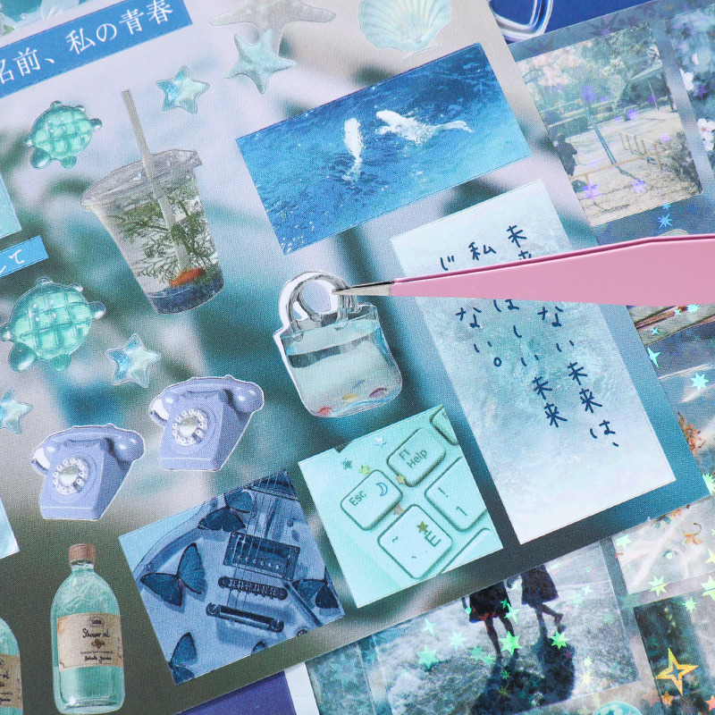 Película de corte Xinmo Libro de pegatinas antiguo Sueño japonés 30 hojas de material de cuenta manual no repetitivo Libro de pegatinas de estilo femenino