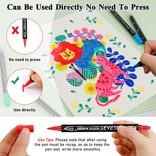 Dual-Head Acrylic Marker Speed-Dry DIY Doodle Outline Pen Art Supply Acrylic Paint Marker Set