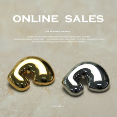 【藝森】C形金屬紐扣子小香極簡風皮衣外套雙面尼大衣西服裝飾扣