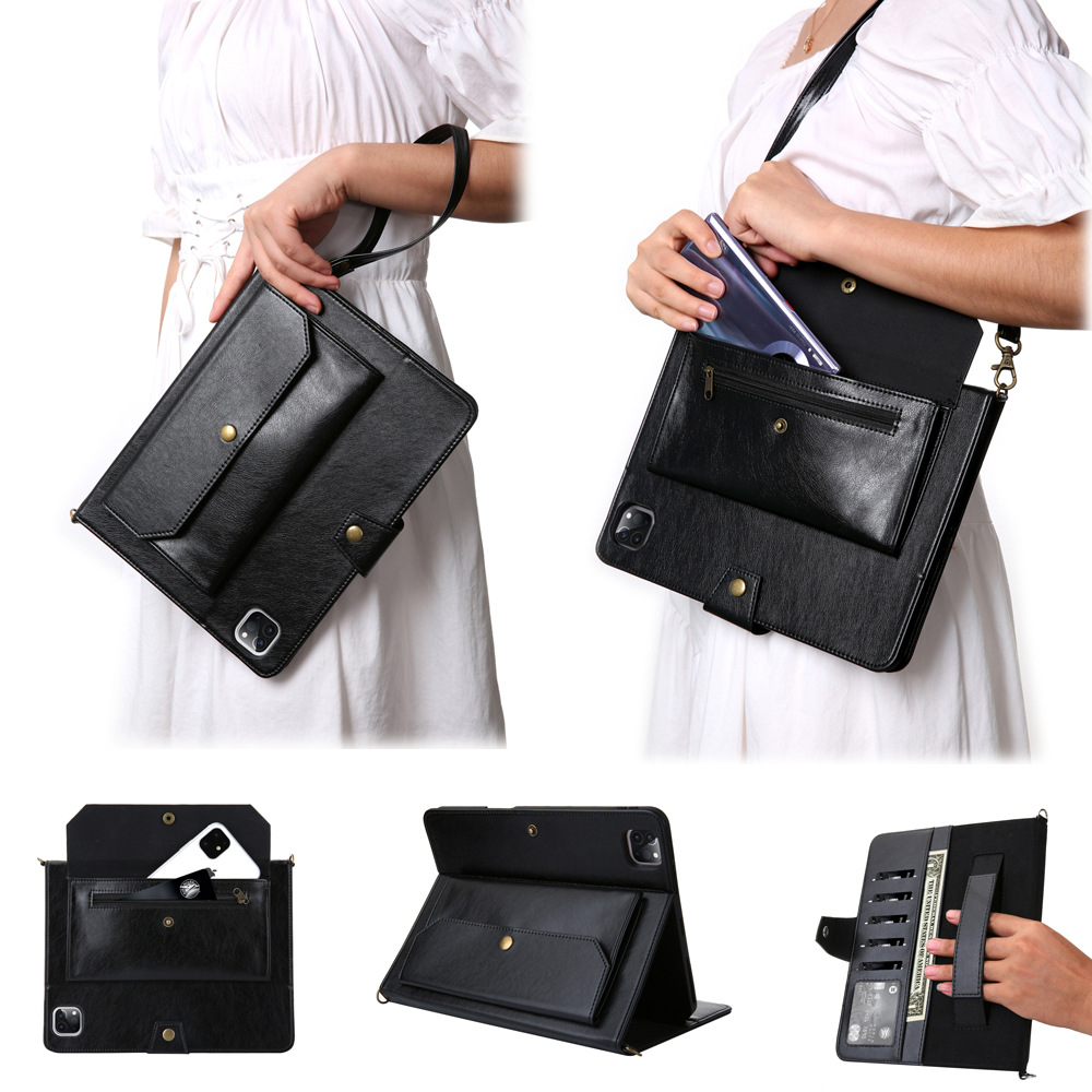 Applicable iPad Pro12.9 New zipper wallet fabrication shoulder strap…