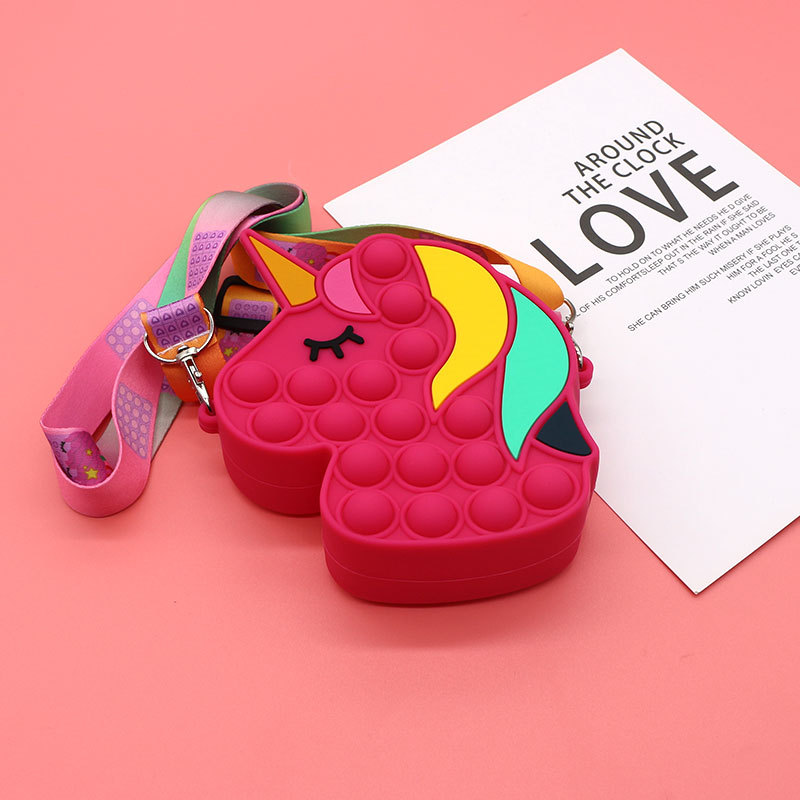 Ratón asesino pionero moneda monedero bolso de los niños de dibujos animados lindo presionando bolsa de silicona unicornio hombro crossbody gato bolsa