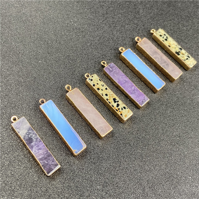 5g Weight Pendant Necklace Classification Polishing Design White, Purple Color Retro Rectangle Faceted Gemstone Wholesale Diy Material 无