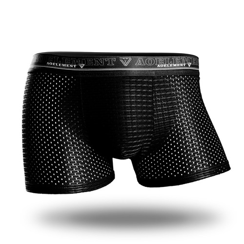 Breathable youth thin men's underwear, mesh men's boxer briefs, sports ice silk modal hollow summer boxer briefs