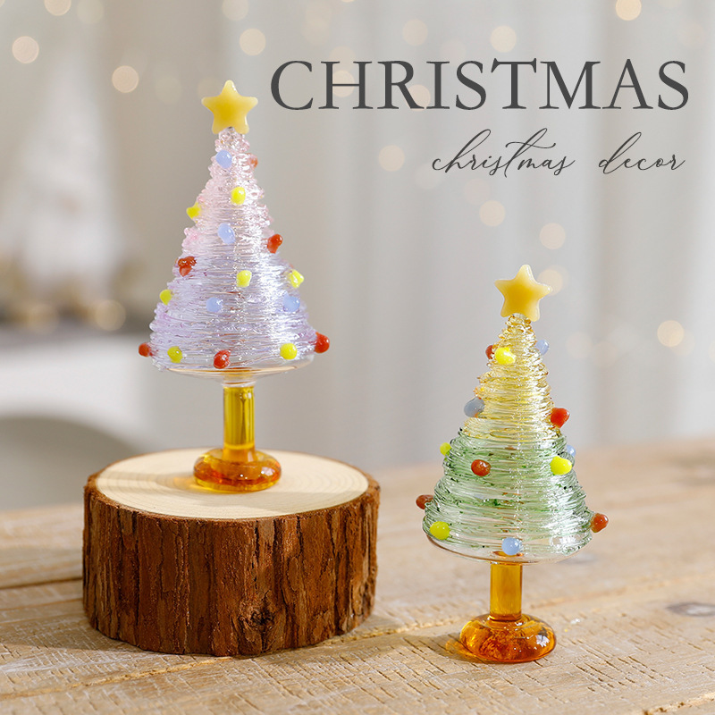 Nuevo Amazon cepillo de vidrio árbol de Navidad escenario de Navidad mini árbol de Navidad decoración adornos al por mayor