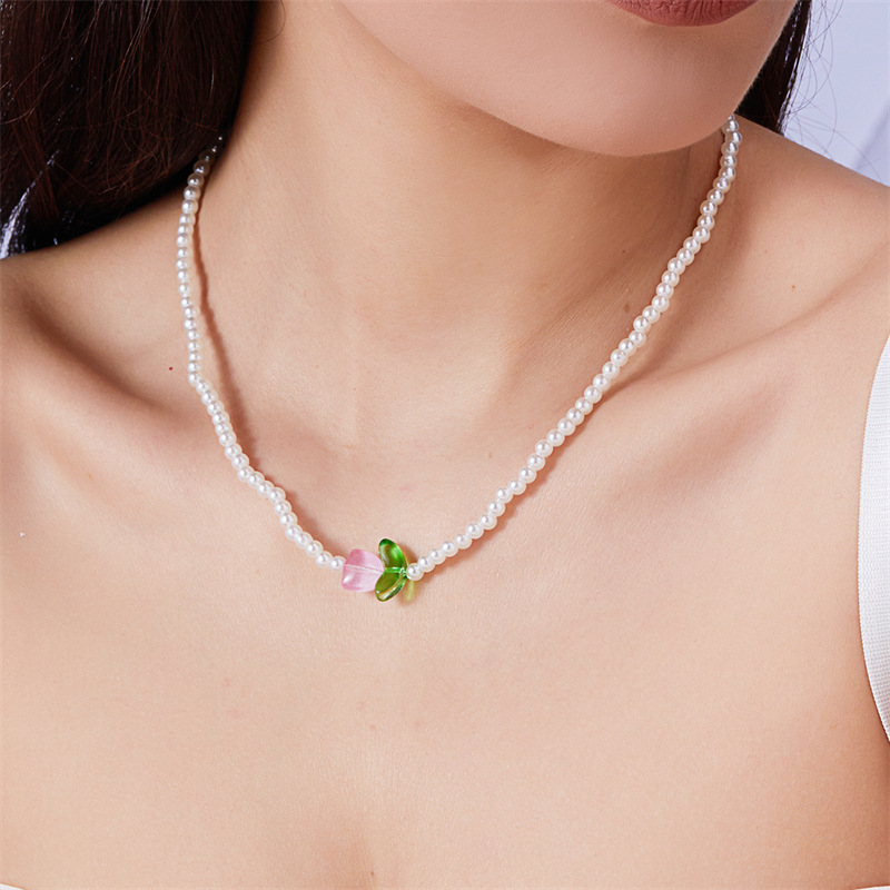 Simple Style Color Block Imitation Pearl Beaded Women's Bracelets Necklace display picture 6