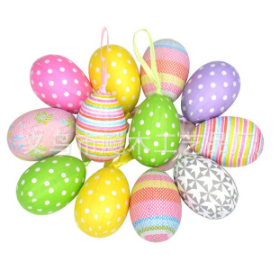 Easter Painted Paper Eggs, Foam Stripesd Polka Dot Flower Eggs, Hanging Egg Decorations, Easter Eggs Exclusively for Cross-Border Supply
