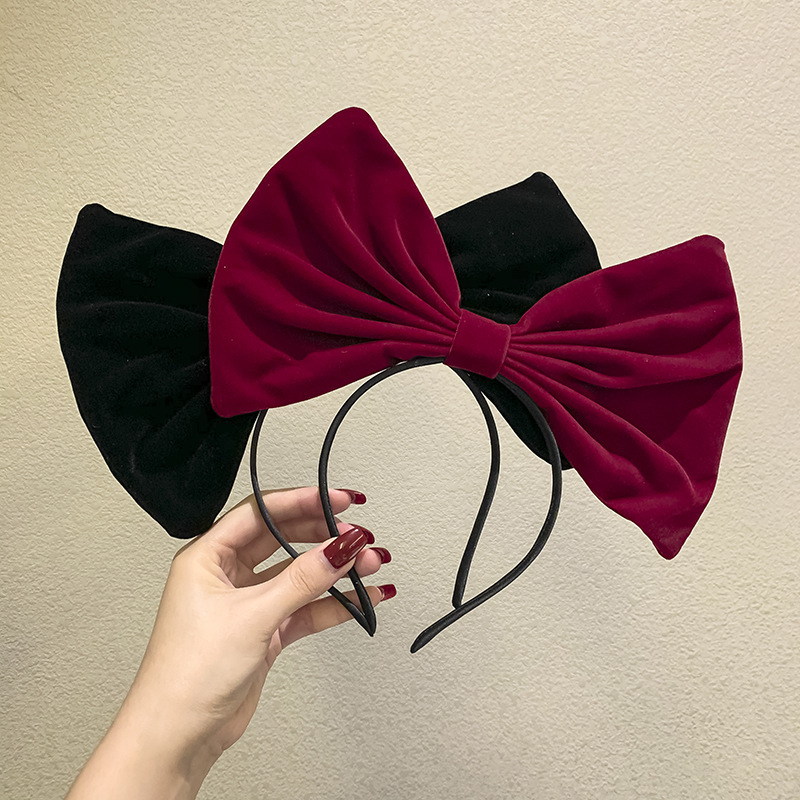 wine red Big Bow Headband Female Girl Cute Super Fairy All-Match Going Out New Year Hair Card Internet Celebratory Face Wash Headband wine red Big Bow Headband Female Girl Cute Super Fairy All-Match Going Out New Year Hair Card Internet Celebratory Face Wash Headband
