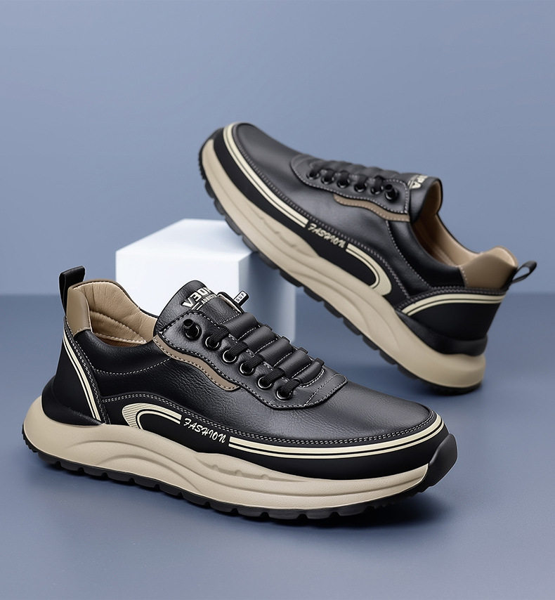 Giày thể thao nam sneaker cổ thấp đế dày gót 3–5 cm, mũi tròn, dây buộc, phối màu trắng đen kaki — H6892 màu kaki, H6892 màu trắng, H6892 màu đen chi tiết 20