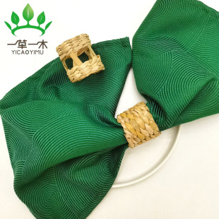 Factory direct supply hand-woven cattail napkin ring straw ring restaurant napkin buckle mouth cloth ring straw meal ring
