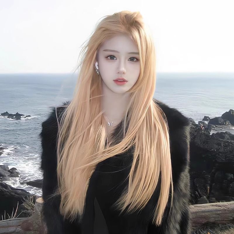 Peruca dorada, cabello largo, cabello recto, cabello humano, cabello largo, cabello largo, cabello largo, cabello largo