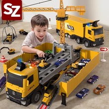 大号吊车模型儿童货柜集装箱变形收纳汽车工程车男孩玩具新年礼物
