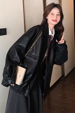 韩系机车皮衣外套女新款美式时尚百搭小个子感显瘦夹克