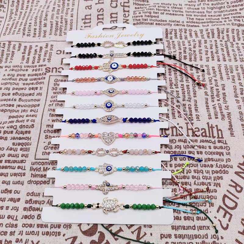 Ethnic Style Devilu0027S Eye Palm Alloy Enamel Crystal Rhinestones Unisex Bracelets 1 Set