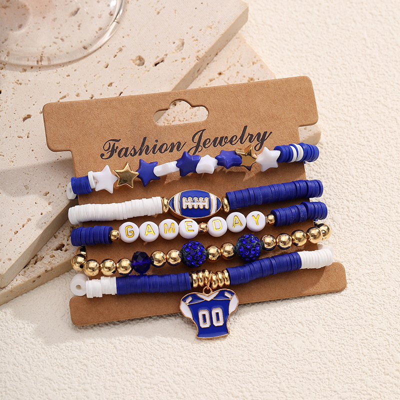 Europa y los Estados Unidos venta transfronteriza pulsera de rugby hecha a mano cuentas coloridas pulsera de cerámica suave conjunto de pulsera de amistad pulsera elástica image 7
