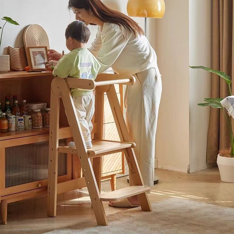 Wooden Children's Washbasin Foot Stool Baby Washbasin Step Stool Children's Learning Tower Folding Stool Wholesale