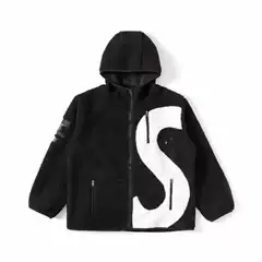 Gao Ding Independent Co-brand Big S Embroidered Lamb Wool Hooded Zipper Men's and Women's Cotton-padded Jacket Loose Warm-keeping