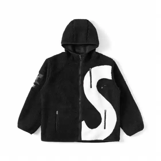 Gao Ding Independent Co-brand Big S Embroidered Lamb Wool Hooded Zipper Men's and Women's Cotton-padded Jacket Loose Warm-keeping
