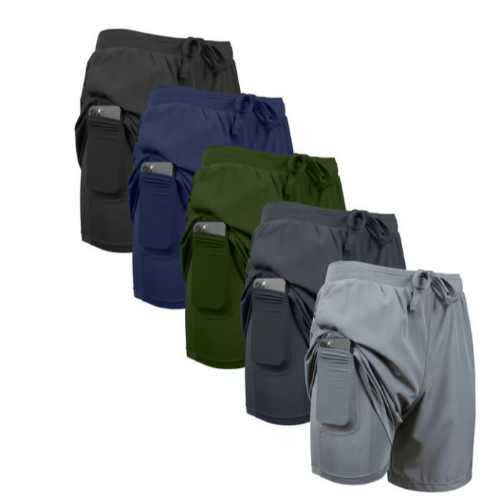 Cross-Border Summer Sports Shorts for Men, Double-Layer Quick-Dry Breathable Squat Jogging Casual Pants, Basketball Shorts Cross-Border Summer Sports Shorts for Men, Double-Layer Quick-Dry Breathable Squat Jogging Casual Pants, Basketball Shorts