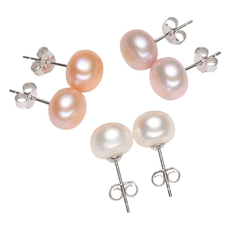 Wholesale special-factory direct s925 full-body sterling silver 5A flawless freshwater pearl classic earrings silver