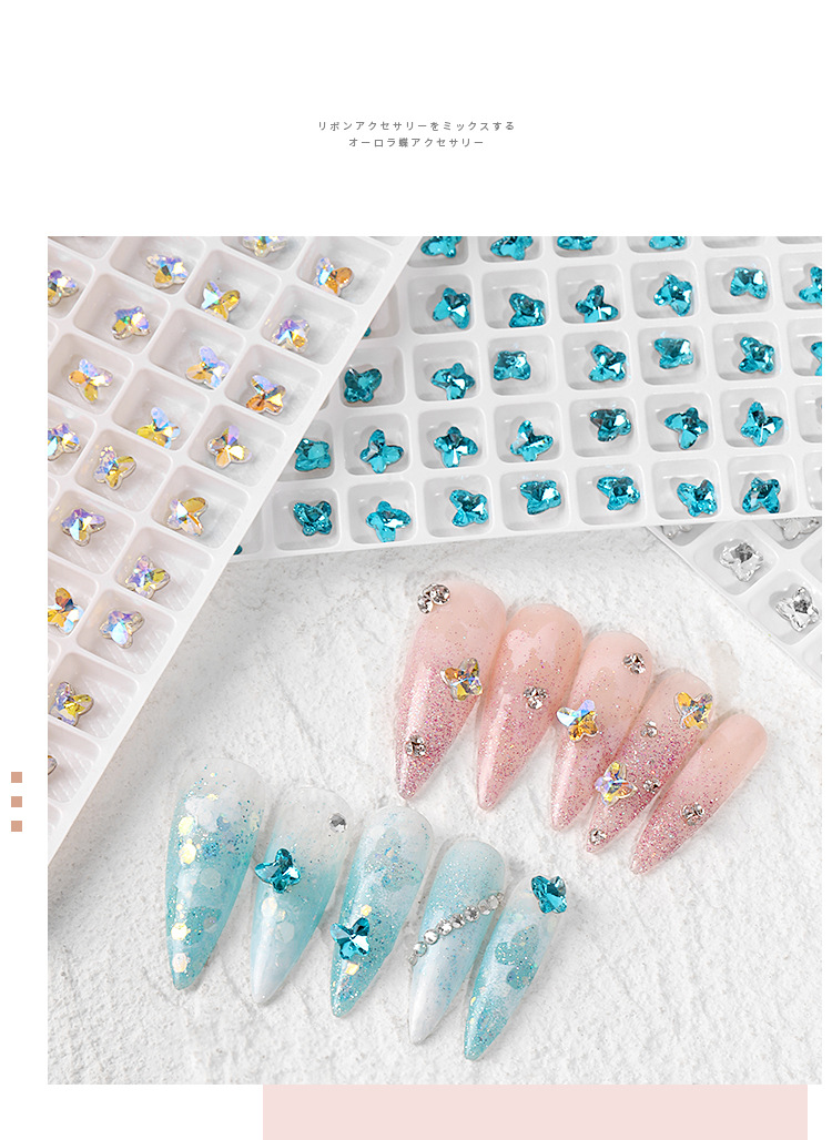 Fashion Butterfly Rhinestone Glass Nail Decoration Accessories Nail Supplies display picture 1