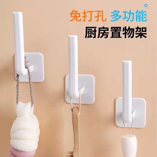 L-shaped non-perforated hook seamless strong self-adhesive hook kitchen non-dead multi-function storage rack high viscosity hook