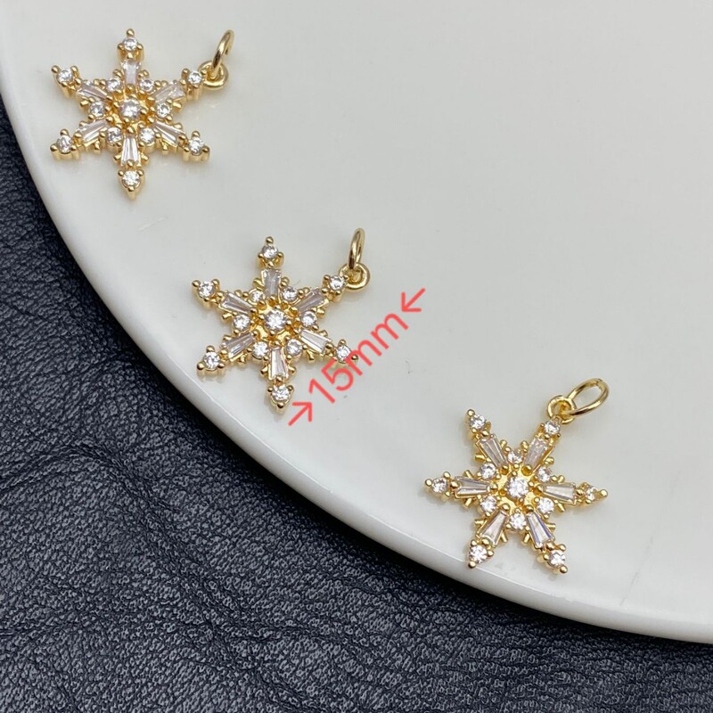 保色满钻锆石雪花吊坠穿珠手工水晶文玩手串手链DIY饰品配件串珠|undefined