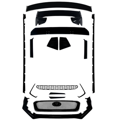 Suitable for 2015-2021 Subaru WRX STI VA front lip, front grille, side skirts, rear lip, rear wing, complete set of modification parts (Big Surrounded) - early-full-body-kit-rear-spoiler-a-piano-black-2014-2016