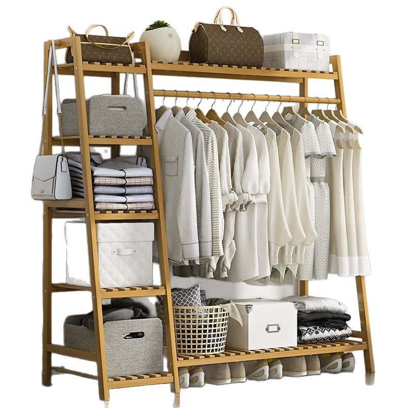 Wardrobe Garment Rack Shelf Rack Freestanding Simple from Yomiego