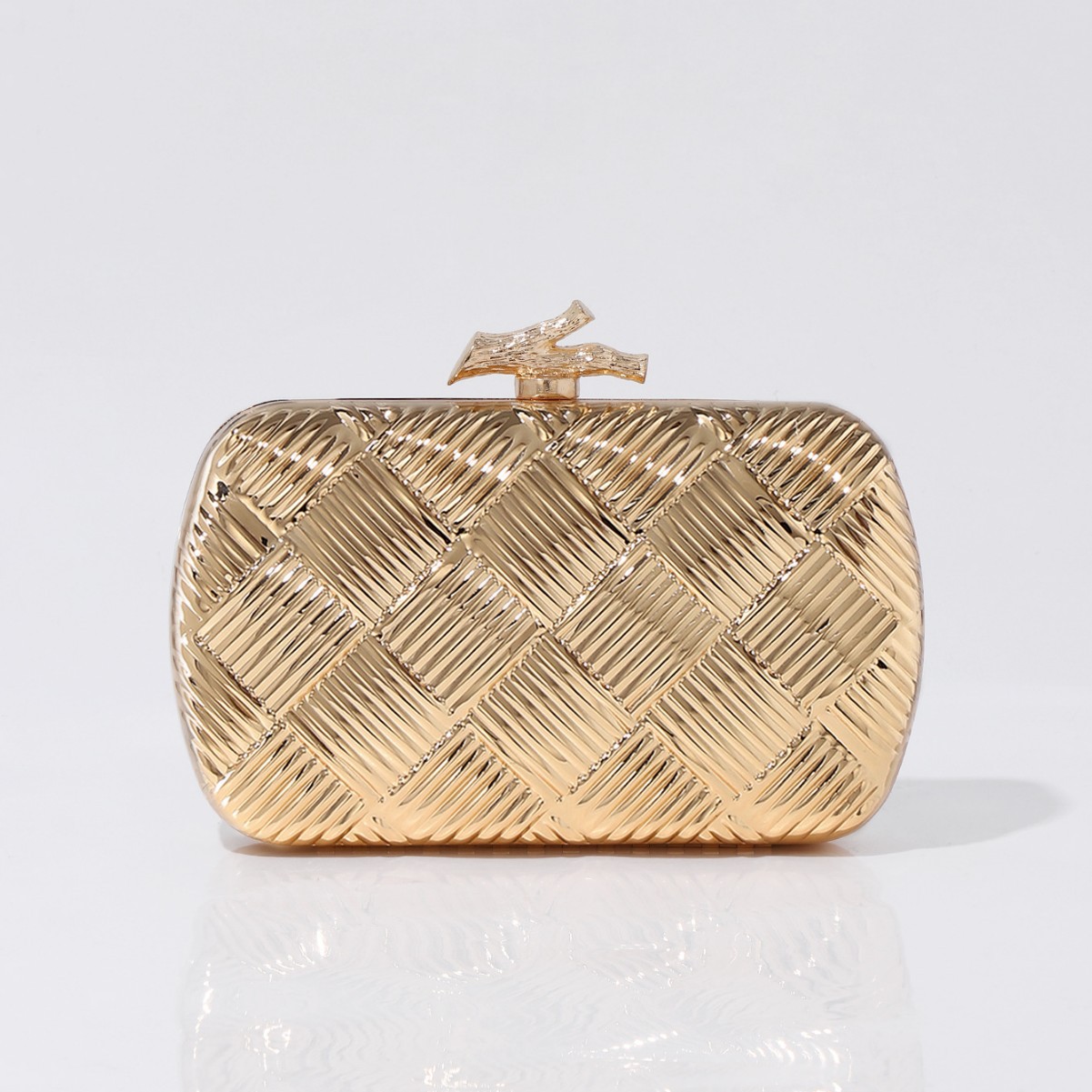 New Cross-Border Metal Woven Box Clutch, European And American Trendy Evening Bag For Parties And Formal Gowns