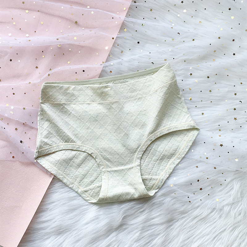 Ropa interior de cintura alta de algodón fresco cómodo rombo agradable para la piel hilo de algodón ropa interior de algodón color sólido de las mujeres más el tamaño de calzoncillos elásticos