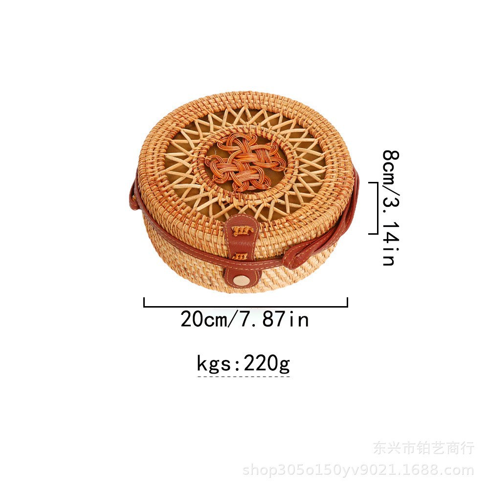 新作insネット紅女包斜めショルダー草編み透かし彫り文芸編み籐編みバケツ包み草編みバッグ