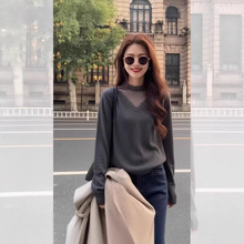 别致漂亮蕾丝内搭小衫v领针织衫女装秋冬洋气上衣服