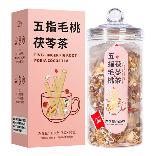 Five-fingered Peach Poria Tea Orange Peel Red Date Bitter Buckwheat Gorgon Seed Coix Seed Lotus Seed Yam Triangular Package Boxed Scented Tea