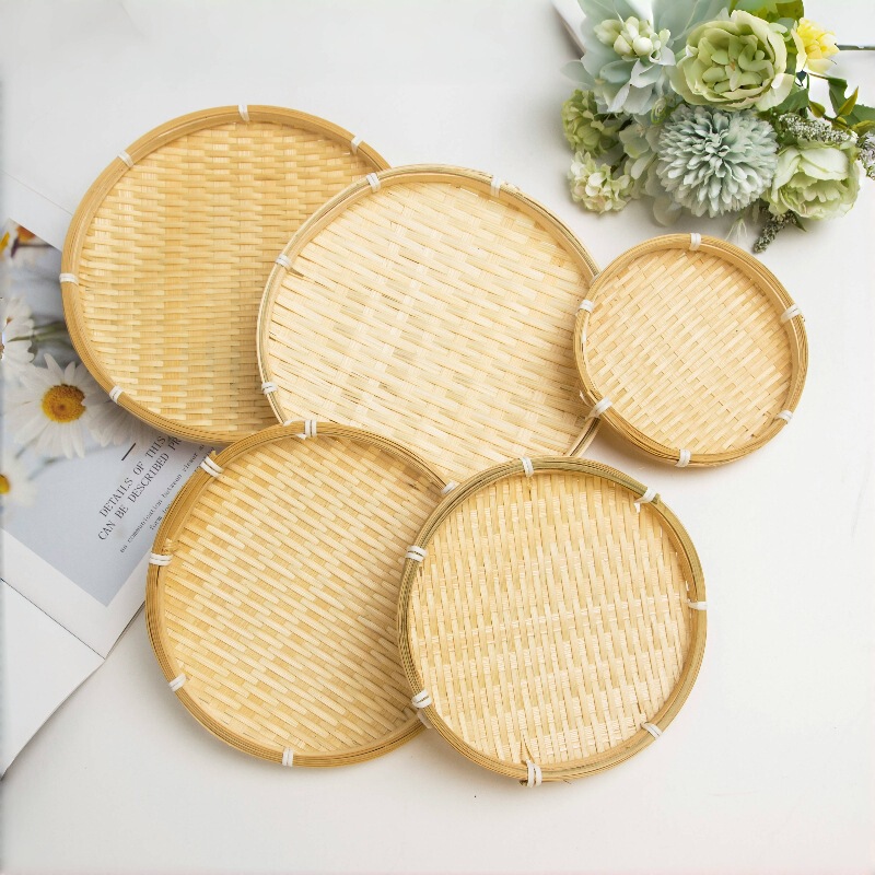 Small Bamboo Basket for Drying Tea Sieve, Hand-Woven Bamboo Dustpan, Snack Basket, Mini Dried Fruit Plate, Bamboo Photo Props