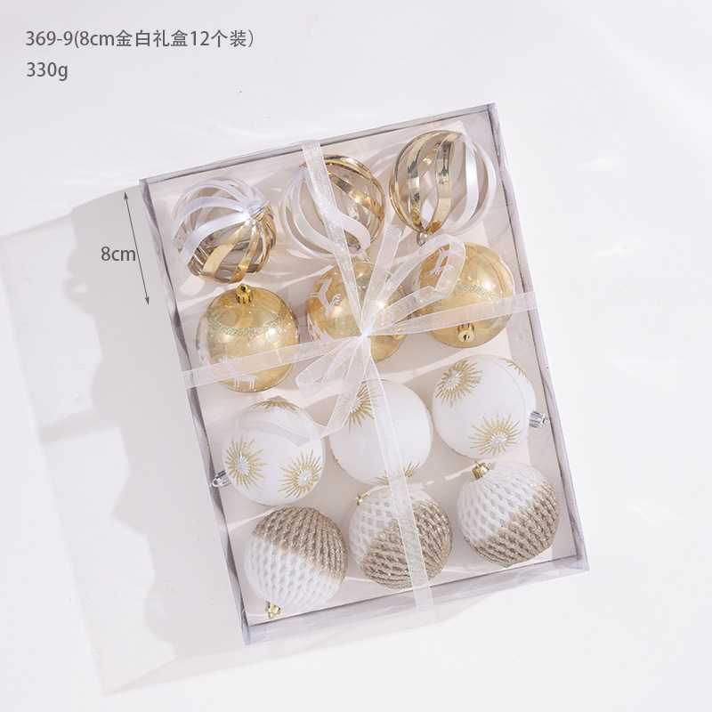 Navidad dorada bola blanca decoración de árbol de Navidad colgante colgante colgante dibujado a mano bola de color transparente decoración de Navidad
