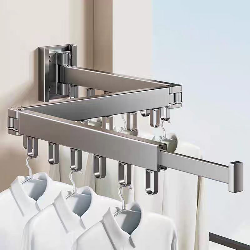 Punch-free Folding Drying Rack Wall Hanging Invisible Outdoor Telescopic Drying Rack Clothes Rod Balcony Household Drying Artifact