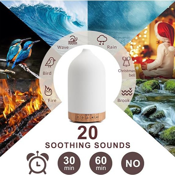 2024 New Aromatherapy Machine White Noise Rain Diffuser Fragrance Humidifier Breathing Light Aroma Diffuser