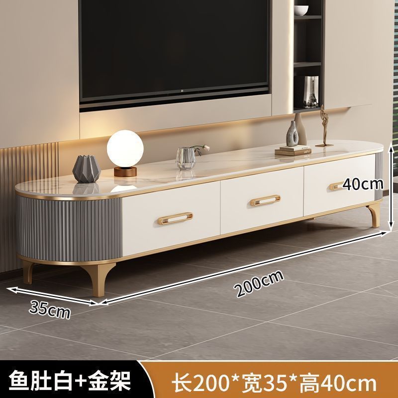 2025 ライト高級ロックコーヒーテーブルリビングルームホーム新しいモダンなシンプルな小さなアパートオーバルテレビキャビネットコンビネーションコーヒーテーブルテーブル|undefined