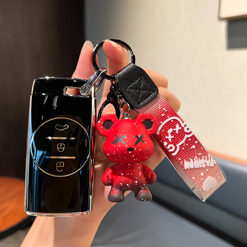 체리 G-스마트 3 키 [싱글 쉘 블랙] + 레드 폭력 곰 펜던트